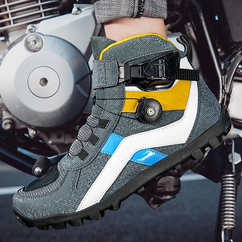 Motorcycle Boots Men Cowhide Leather Motorbike Riding Shoes Anti-slip Rubber Sole Accessories motorcycle shoes,motorcycle boots
