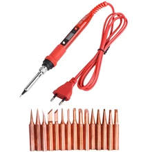 

220V 80W LCD Soldering Iron Set With Adjustable Temperature Soldering Tool With 15 Copper Soldering Tips,EU Plug