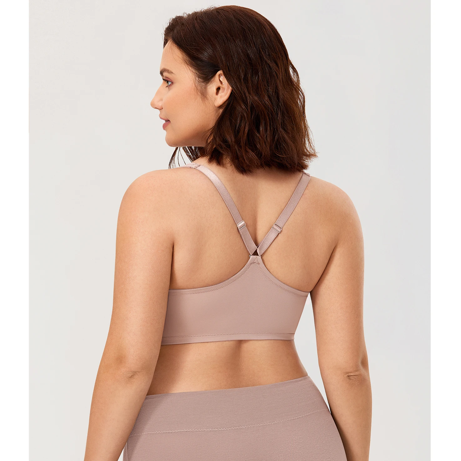Women's Plus Size Full Coverage Bra Racerback Underwire Front Closure Lingerie Support Unlined Plunge Racerback DD E F G H
