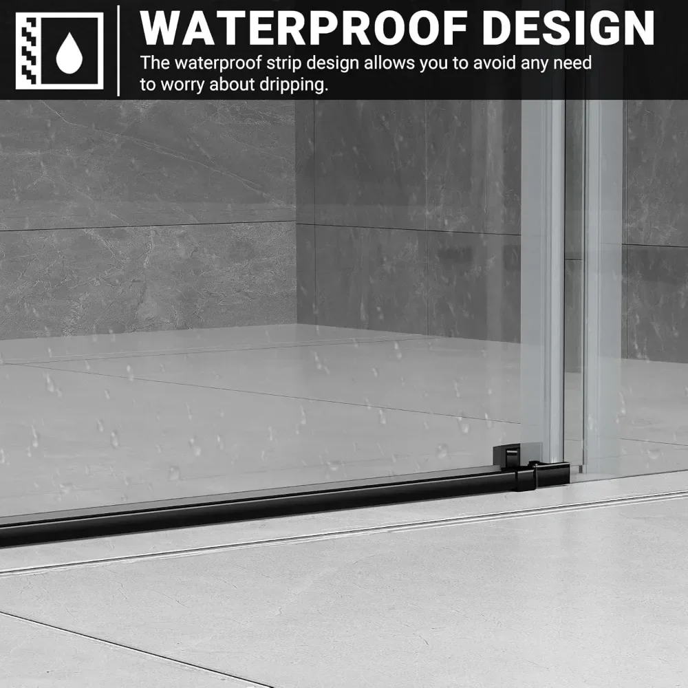 Shower Door 60" W x 76" H Frameless Sliding Shower Door,Frameless Shower Door with Sealing Strip and Waterproof Handle 6