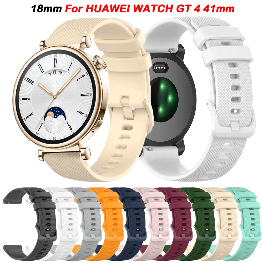 

18mm Silicone Watch Strap For Huawei Watch GT4 GT 4 41mm Wristband Replacement Bracelet For Garmin Vivoactive 4S Venu 2S 3S