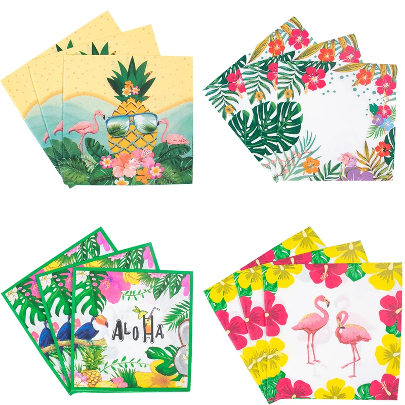 

Hawaiian Party Paper Napkins Tropical Palm Leaf Flamingo Print Birthday Party Napkins Luau Aloha Party Summer Wedding decoration