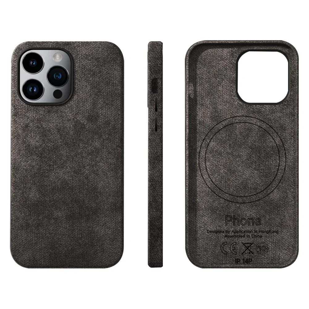 Leather Magsafe Phone Case for Iphone 15 14 13 Pro Max 14/15Plus Anti-drop Suede Leather High-end Magnetic Shell with Gift Box