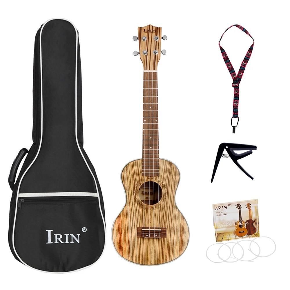 

Irin High Grade Tenor Ukulele Kits 26Inch Zebra Wood 4 Strings Hawaiian Mini Guitar Uke Bag String Capo Strap