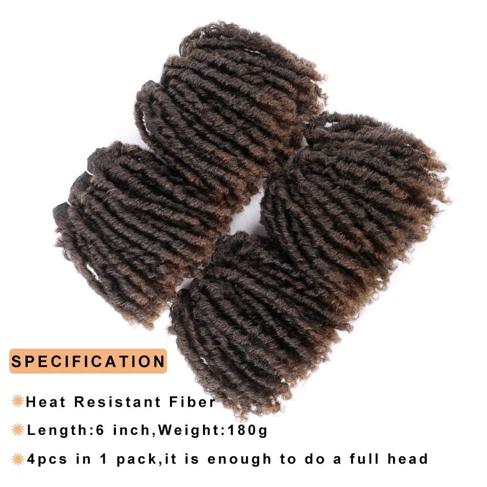 Short Afro Twist Double Weft Hair Weaving Synthetic Dreadlocks Bundles Bouncy Curly Hair Weaving For Black Women