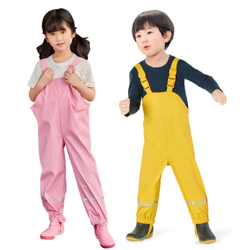 2021 Kids Rain Pants Waterproof Boys Overalls Sports Girls Jumpsuits