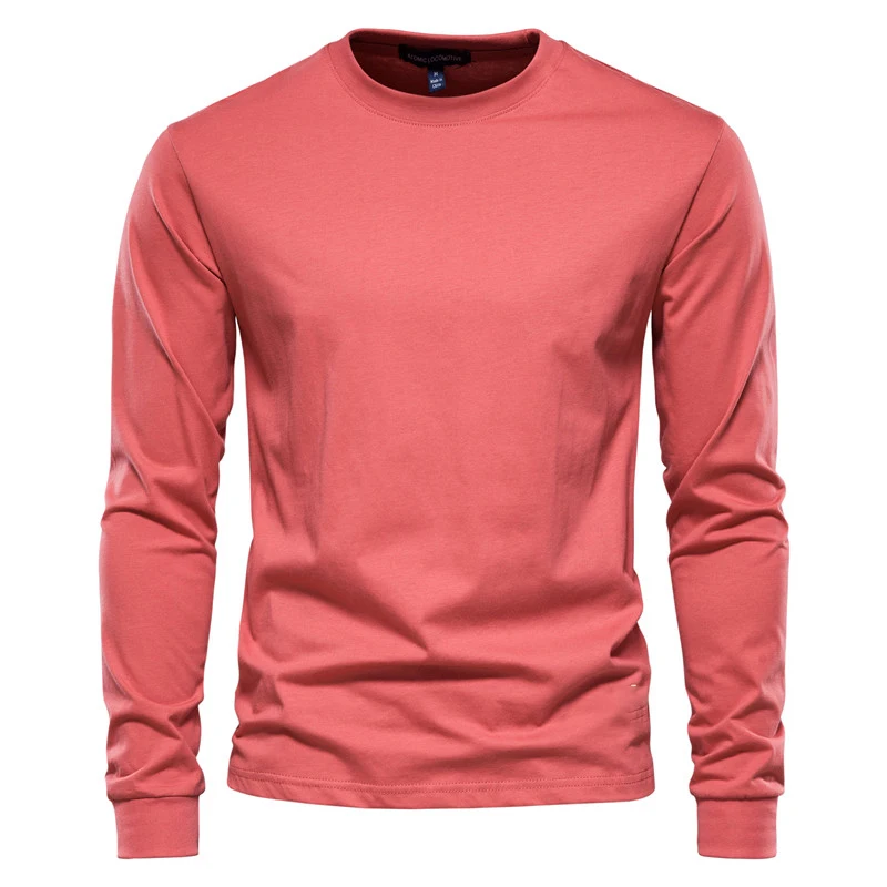Simplicity Solid Color Long Sleeve T-shirt Fashion Cotton Men's T