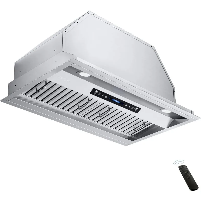 IKTCH 30 inch Built-in/Insert Range Hood 900 CFM, Ducted/Ductless Convertible Duct,Stainless Steel Kitchen Vent Hood 2 Pcs Light