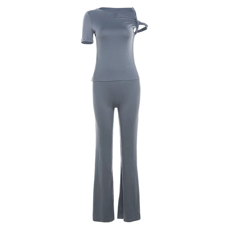 Fashion One Shoulder Backless Pants Suit Summer Solid Color Casual Slim Elegant Pants Suit Women's Pants Suit 2-piece Set 7 Fashion One Shoulder Backless Pants Suit Summer Solid Color Casual Slim Elegant Pants Suit Women's Pants Suit 2-piece Set