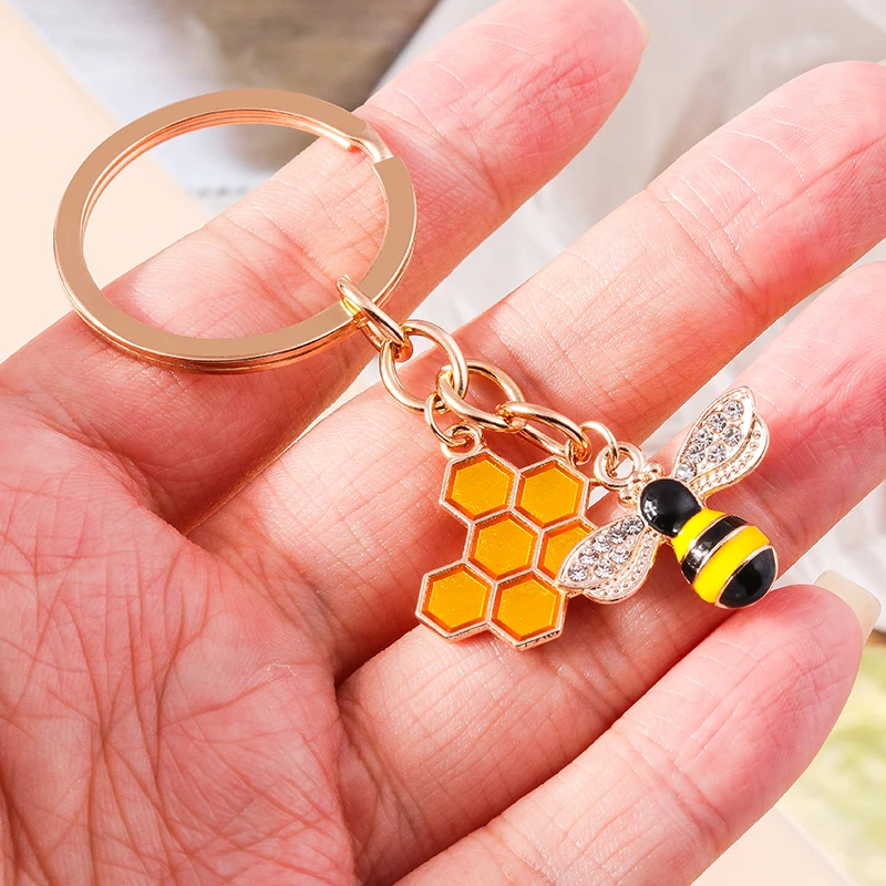 Niedliche Tier Schlüssel bund Biene Wabe Schlüssel ring Garten Schlüssel anhänger Souvenir Geschenke für Frauen Männer Handtasche Zubehör Schmuck – Detail 5