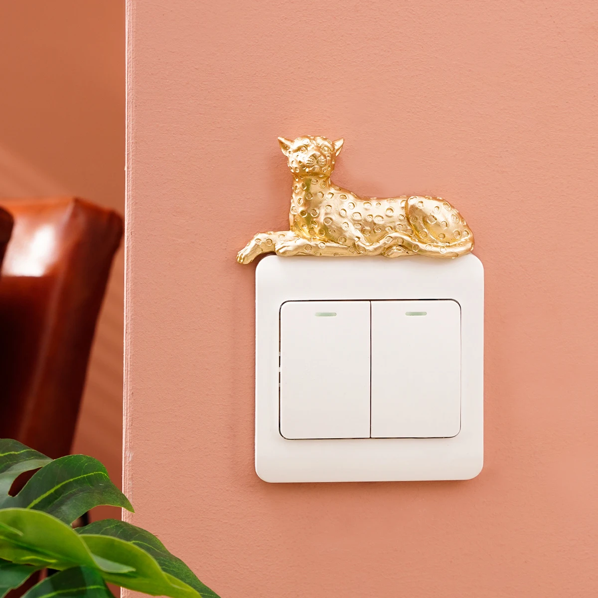 1PC, cartoon cute animal series switch stickers, modern creative resin material for home decoration, suitable for living room