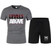Men's Black Roman Reigns Levels Above T-Shirt Shorts Set Summer Short Sleeve Man Overiszed Suits 2024 New Fashion Clothing Sets 5