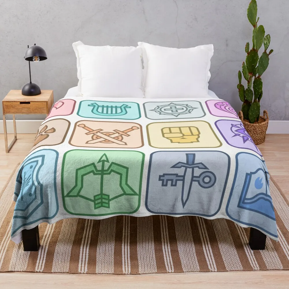 

JoCat Crap Guide to DnD Class Icons [Color] Throw Blanket Fluffy Shaggy sofa bed Thins Cute Plaid Blankets