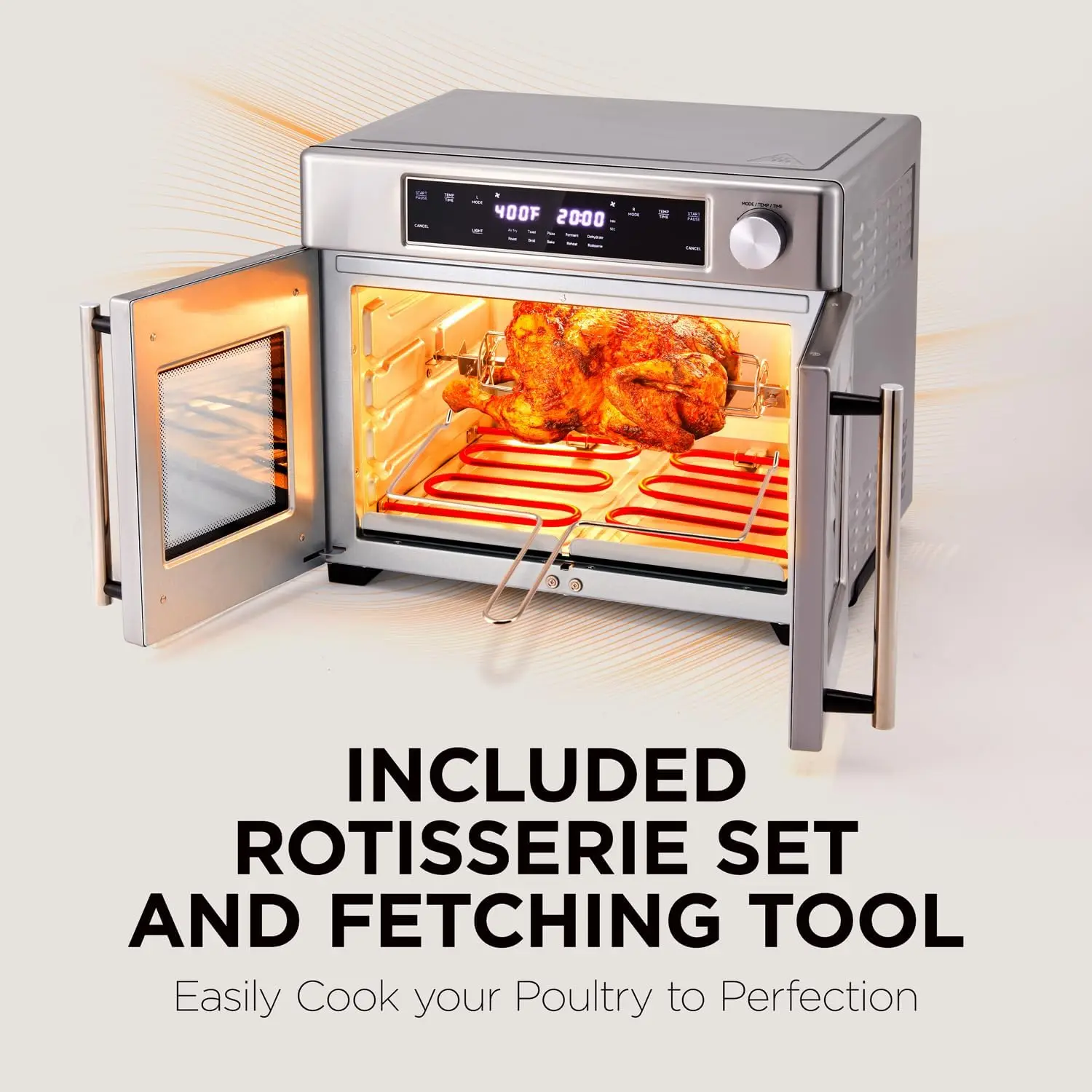 Zone Air Fryer French Door Oven 32 Qt Convection Toaster Combo 10-in1 Multifunction Up to 450° 1800W 4