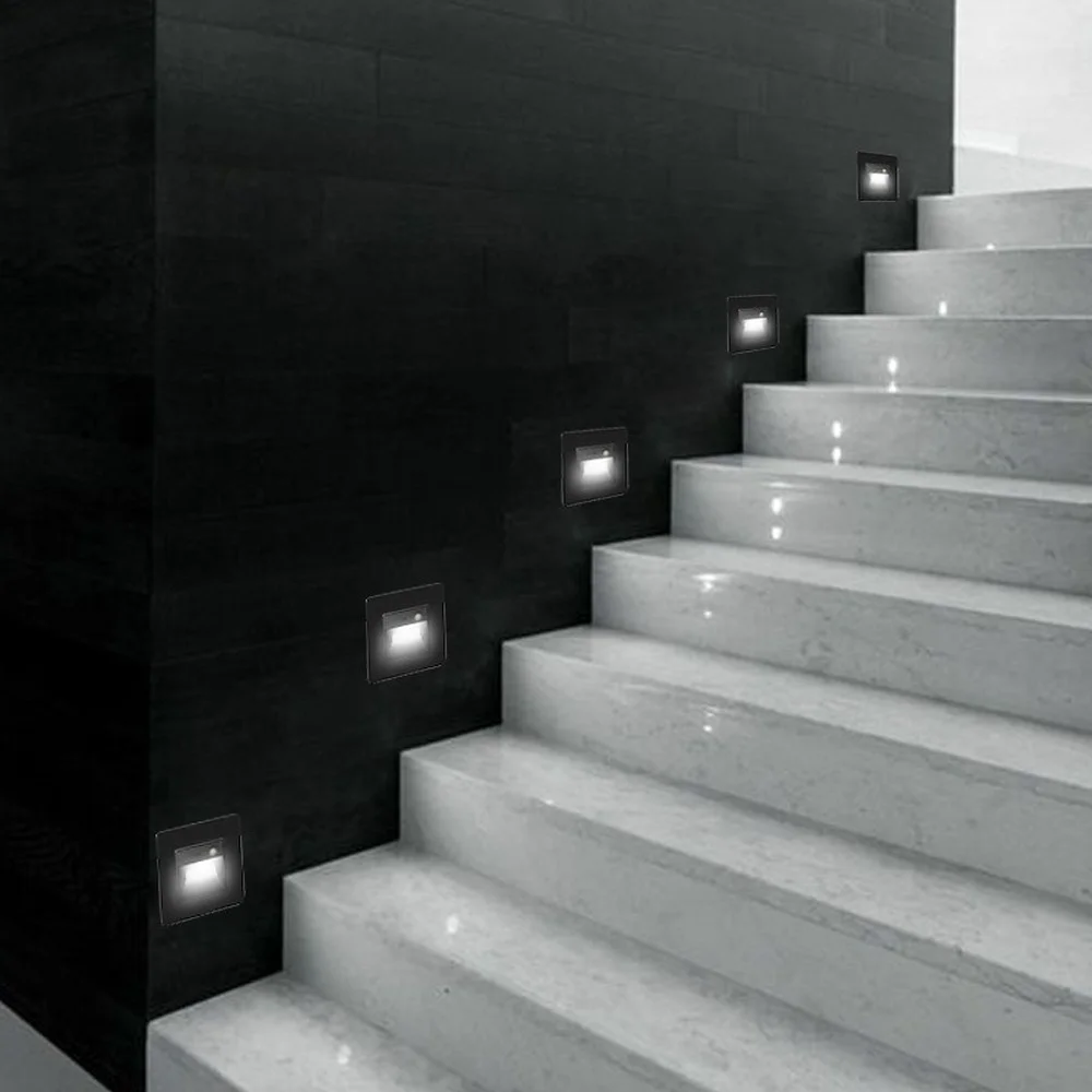 Square 86Type PIR Motion Detector Sensor Led Stair Light Infrared Human Body Induction Lamp Recessed Steps Ladder Staircase Wall 6