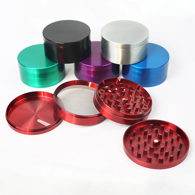 

Metal zinc alloy manual tobacco grinde four layer capacitor for cigarette accessories 6 colors