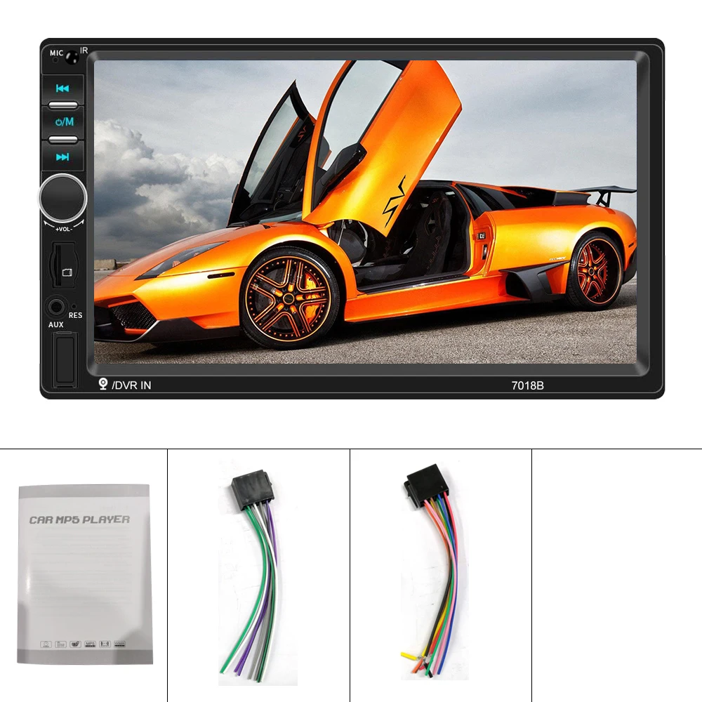 AMPrime Autoradio 7" Touch Screen 2 Din Car Radio Dash MP5 Bluetooth USB FM AM Radio Multimedia Player Support Rear View Camera