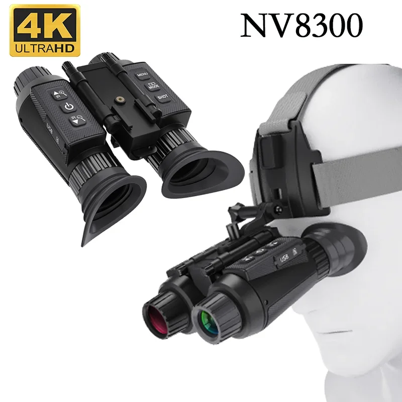 NV8300 Night Vision Binoculars Goggles 8X Digital Zoom 4K UHD 36MP 3D Head Mount Infrared Night Vision Device Hunting Telescope 6