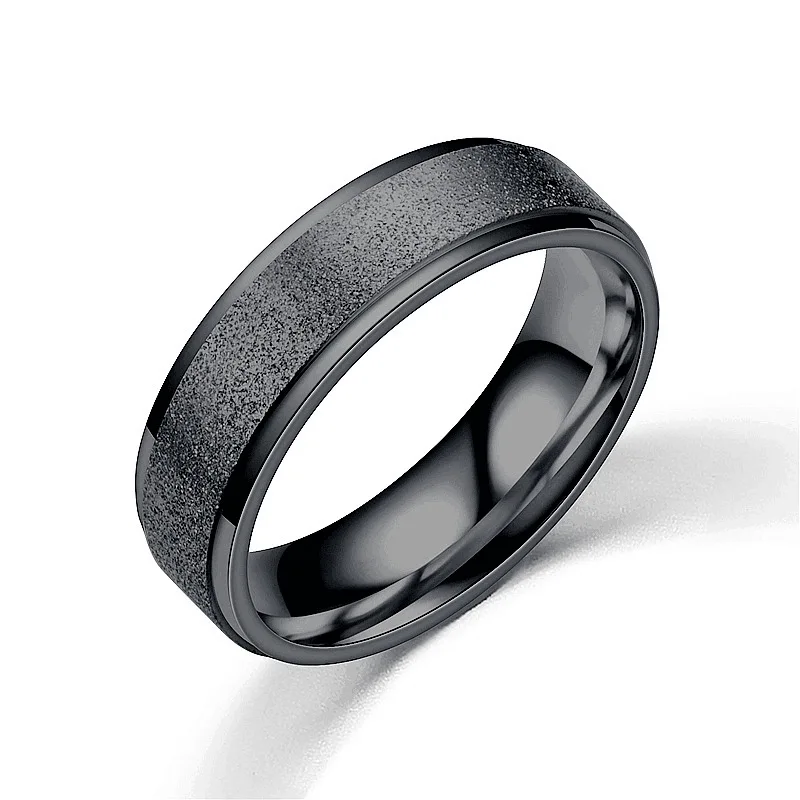 Stainless Steel Matte Frosted Band Ring - Unisex Fashion Jewelry Gift