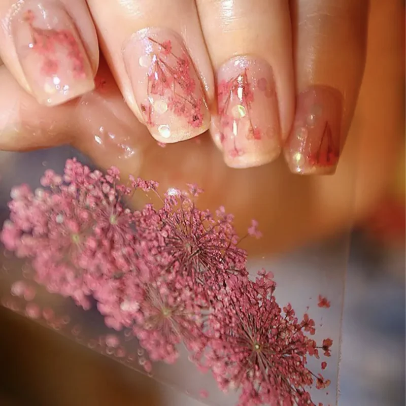 (12Grid)3D Dried Flower For Nail Charms Natural Floral Sticker Mix Dry Flower Colorful Decal DIY UV Gel Polish Nail Art Manicure