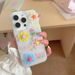 Coque de téléphone 3D en plastique florale vibrante