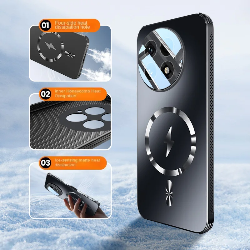 Enhanced Magnetic Heat Dissipation Matte Full-Cover Shockproof Back Case with MagSafe Compatibility