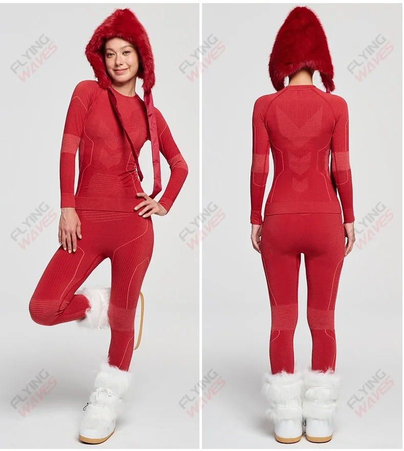 Schnell trocknendes Ski-Thermo-Woll-Basisschicht-Set für Männer und Frauen, Winter, Outdoor, Wandern, sportlich, funktionelles Trainingsanzug-Unterwäsche-Set – Detail 15