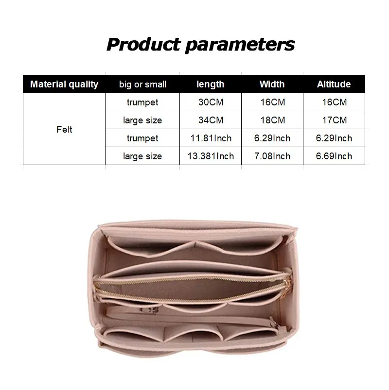Makeup Organizer Women Make up Organizer Felt Insert Bag for Handbag Travel Inner Purse Portable Cosmetic Bag