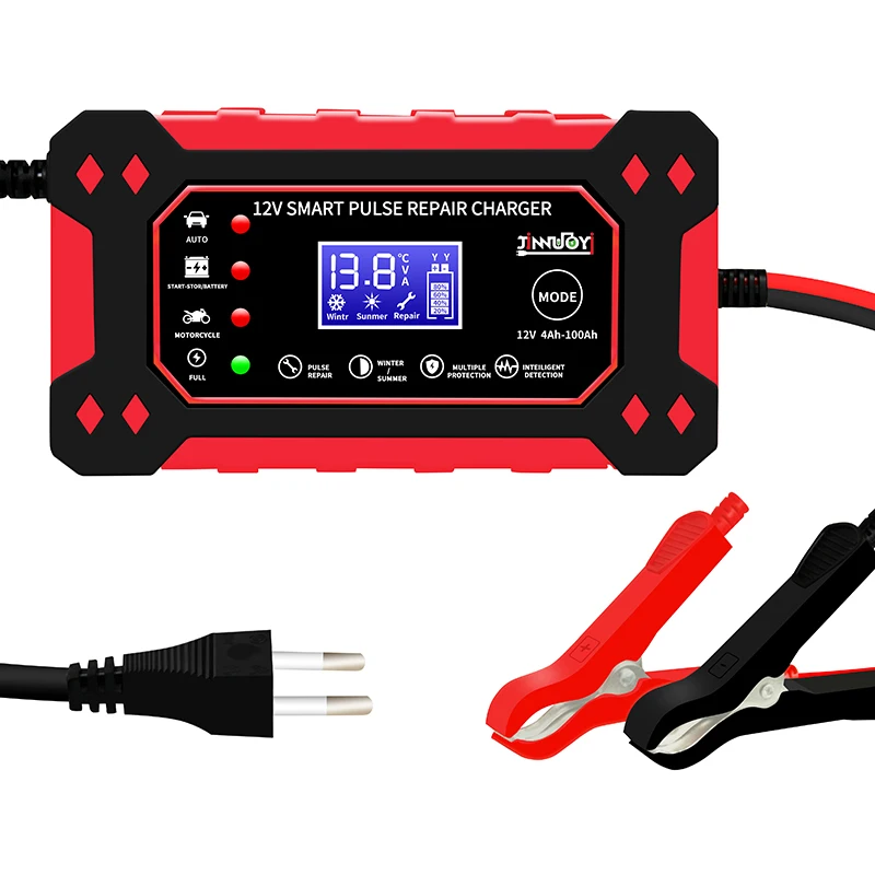 Kaufe 12V/24V Vollautomatisches Auto-Trocken- und  Nass-Blei-Säure-Batterieladegerät Pulse Automatisches Reparaturladegerät  LCD-Digitalanzeige Motorrad-Autobatterieladegerät