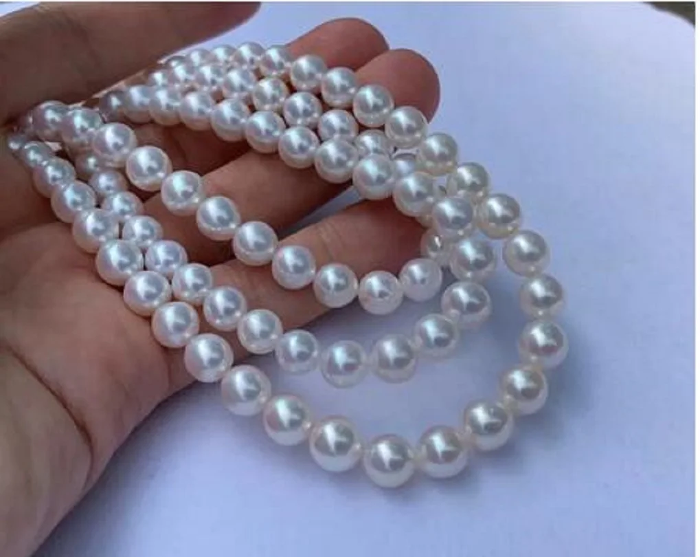 

Beautiful AAAAA+ 9-10mm natural south sea White pearl necklace 18inch