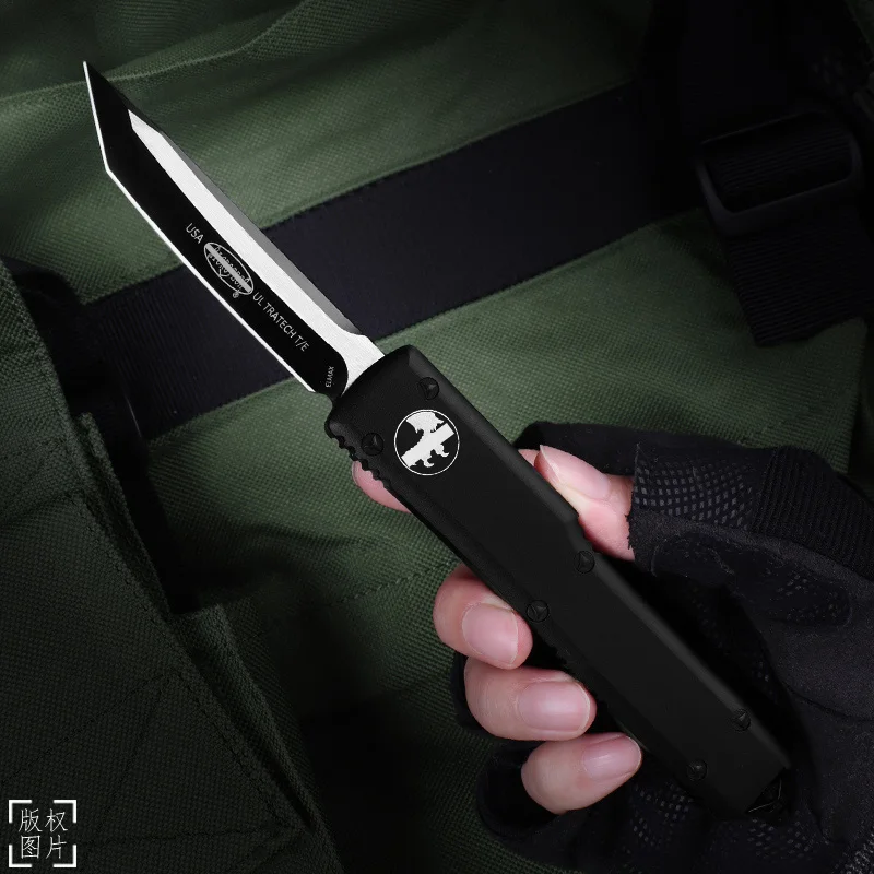 

ULTRATECH KNIFE MICRO ULTRA OTF TECH Tactical Pocket Knife D2 Single Edge Tanto Blade T6 CNC EDC Self Defense Combat Pocketknife