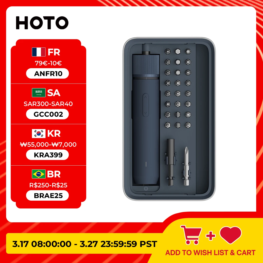 HOTO 3.6V Electric Screwdriver Kit Repair Tool Set 3 Torque Levels for Home DIY Appliances 25 Alloy Steel Bits Magnetic Case greener screwdriver kit 30 40 44 precision magnetic bits dismountable screw driver set mini tool case for smart home pc phone