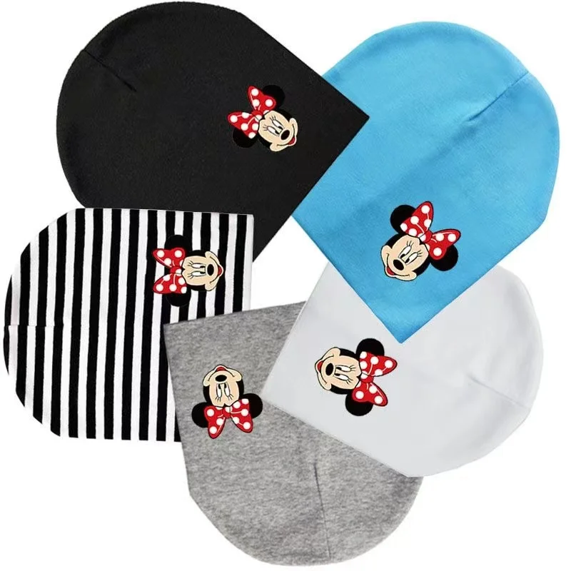 Kids Beanie Knitted Hat Baby Boy Girl Cartoon Mickey Minnie Print Autumn Winter Hip Hop Hat Children Warm Casual Pajama Cap 0-3T