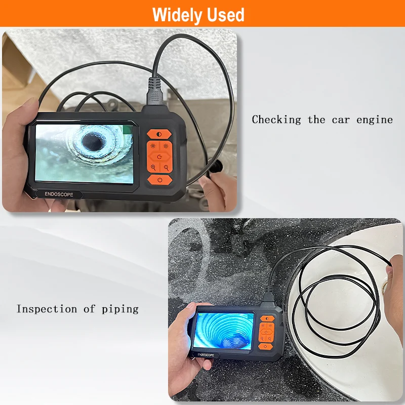 4.3'' IPS Screen Industrial Endoscope Camera Split Design 1-100m Rigid Cable Waterproof Inspection Car Pipe Camera Borescope 8mm 6
