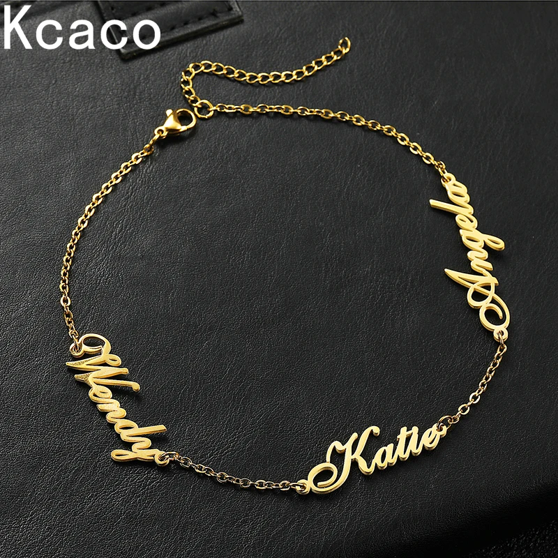 

Kcaco Custom Multi-name Bracelet for Women Personalized Family Name Bracelets Stainless Steel Female Jewelry Family Gift
