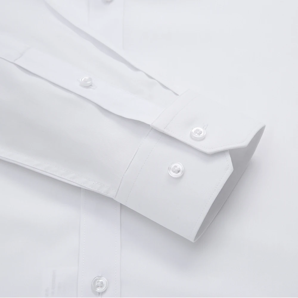Men's Casual Stretchy Bamboo-fiber Long Sleeve Dress Shirts Without Pocket Standard-fit Formal Business Office Easy Care Shirt