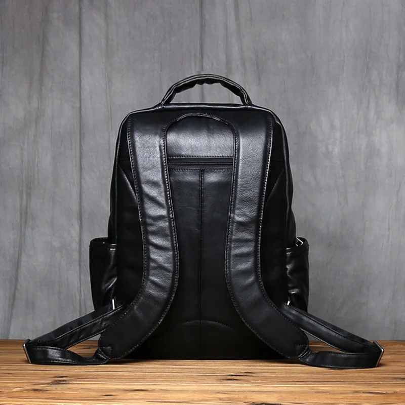 NZPJ Genuine Leather Men Backpack Fashionable Top Layer Cowhide Backpack Large Capacity Computer Bag Suitable For 16 Inch Laptop