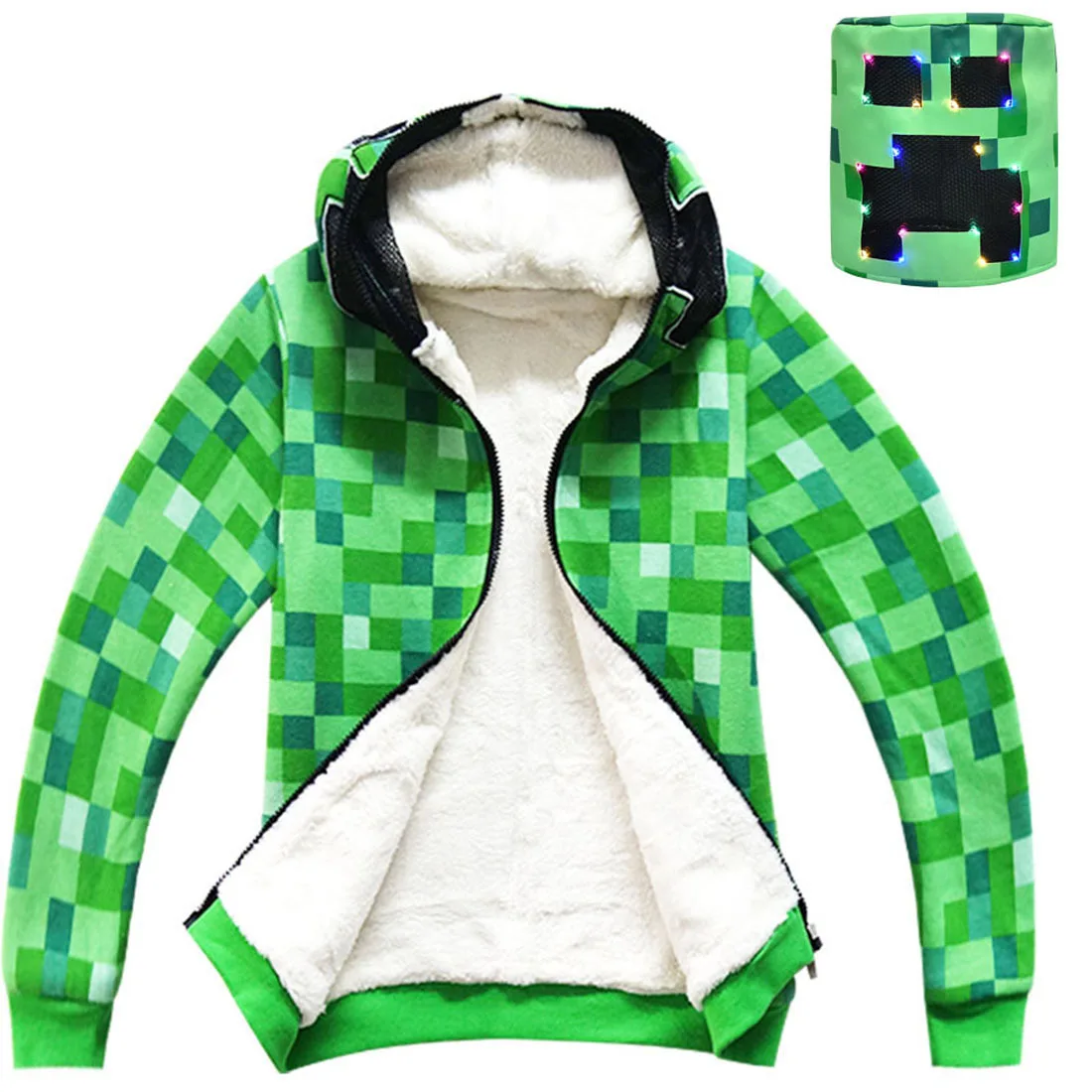Kids Cosply Jacket Coat Creep Costume Hoodie Pants Outfit Set with Mesh Mask for Kids Boys