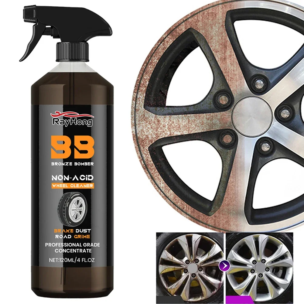 Tire Rim Cleaning Tool Powerful Wheel Cleaner 120ml Powerful Rim Brake Buster Spray Car Detailing Brake Dust Remover For Cleaning Wheels and Tires