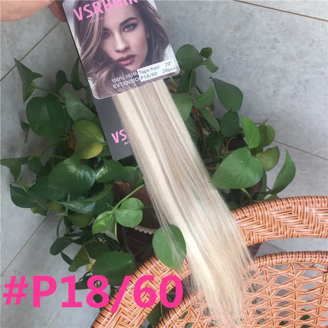 VSR PU Super Human Hair Tape In Extension Hair Style Double Drawn US Strong Adhesive Tape Human Hair Extensions For Salon P18 60