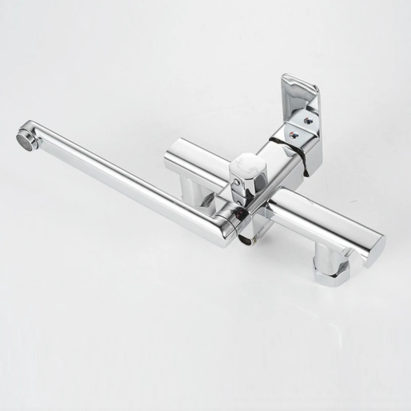Bathroom Shower Faucet Bath Shower Mixer,25cm Long Spout Wall Mount Bathtub Faucet With Shower Spray Shower System 5