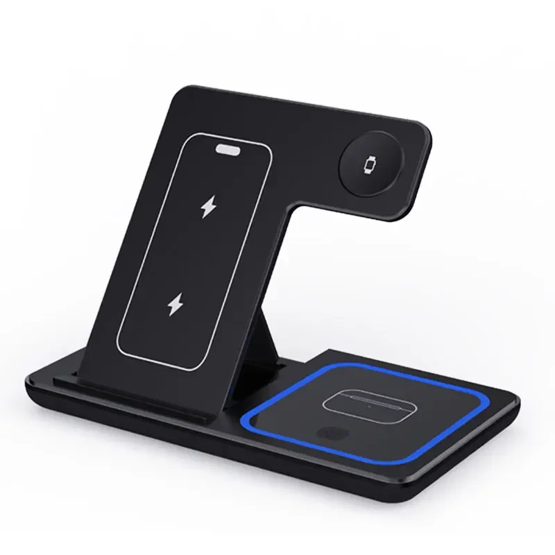 30W LED Fast Wireless Charger Stand 3 in 1 Foldable Charging Station For iPhone 15 14 13 12 11 Apple Watch 9 8 7 6 5 Airpods Pro wireless charger,wireless phone charger,wireless charging station,wireless charger stand