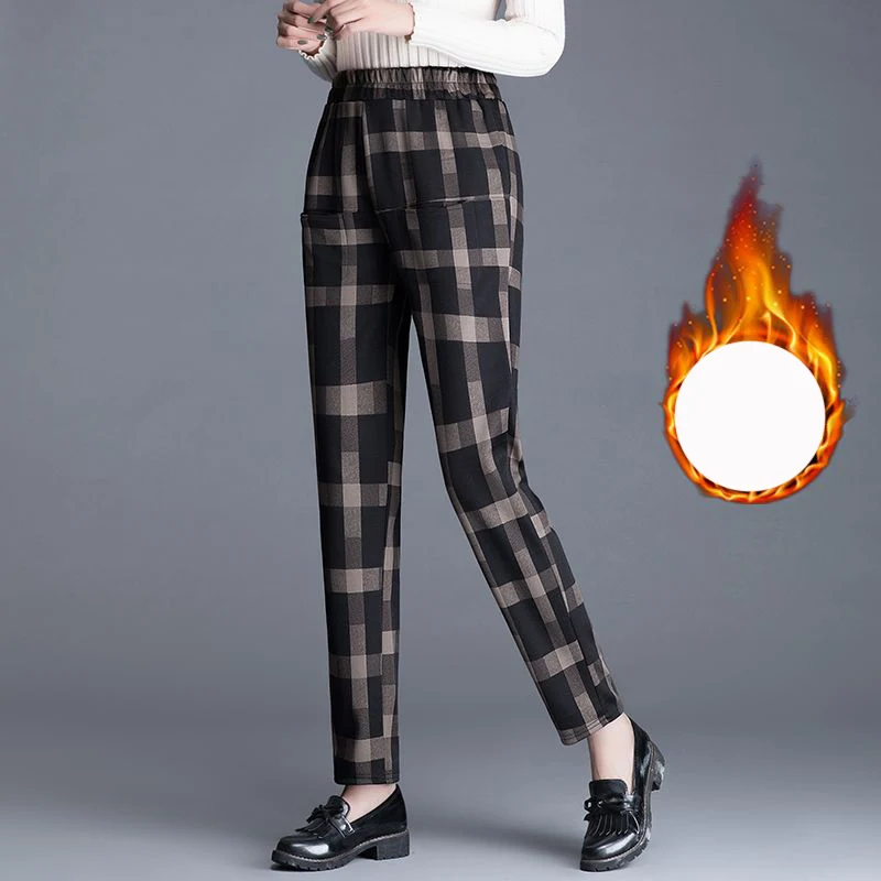 Autumn Winter KPOP Fashion Style Harajuku Slim Fit Trousers Loose All Match Casual Pants High Waist Plus Velvet Thick Harem Pant winter plus velvet y2k harem baggy jeans women warm thicken denim pant high waist capris casual fleece vaqueros korean pantalon