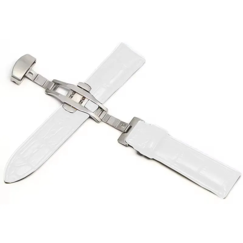 Premium Genuine Leather Watchband with Steel Pin and Butterfly Buckle