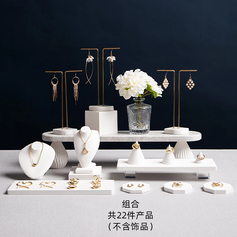 white gypsum jewelry jewelry photography props Earring rack display rack store counter display Background decoration