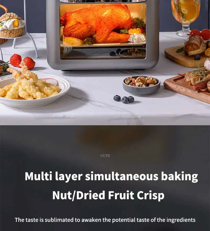10 L Electric Air Fryer Large Capacity Convection Oven Deep Fryer Without Oil Kitchen 360°Baking Viewable Window Home Appliance