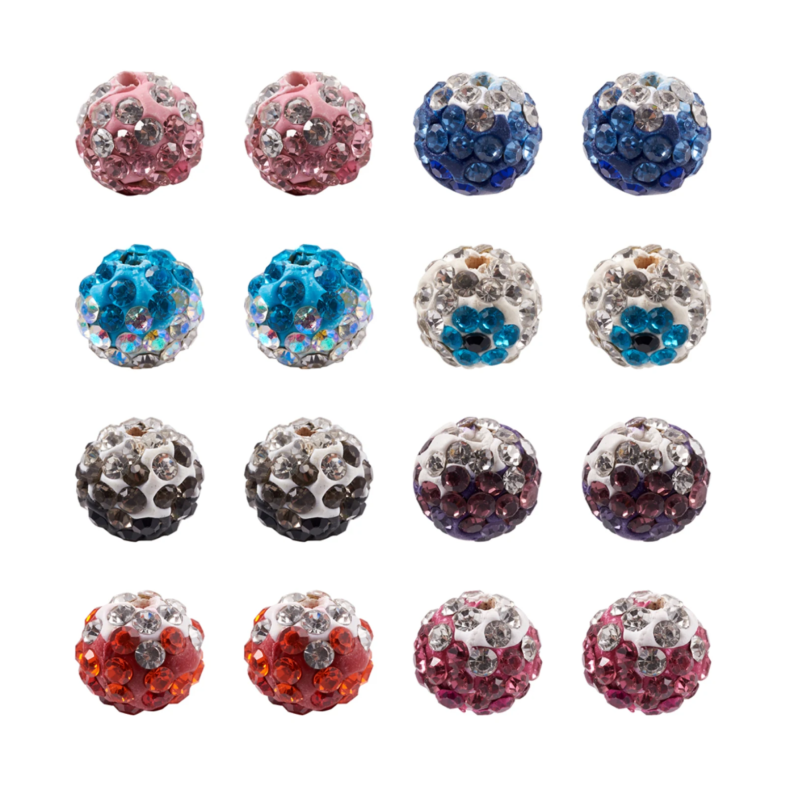 64Pcs 10mm Handmade Polymer Clay Rhinestone Crystal Ball Beads Spacer Charms For Bracelet Necklace Earring DIY Jewelry Making