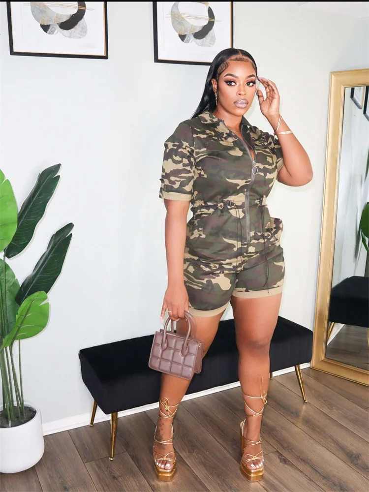 Wmstar Women Clothing Jumpsuit Cargo Camouflage Pockets Sexy Fashion Streetwear Romper Playsuits Wholesale Dropshipping S-5XL