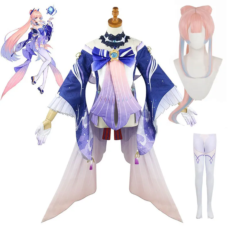 

Game Genshin Impact Kokomi Cosplay Costume Sangonomiya Kokomi Wig Shoes Sexy Women Halloween Party Fancy Dress Outfit Full Set
