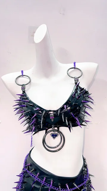 Strappy Purple Spike Top and Skirt Set 2